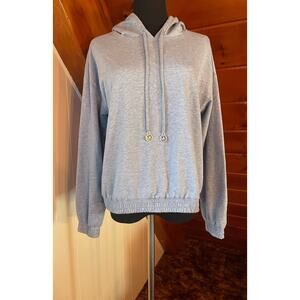 Michael Kors Light Blue Hooded Cropped Sweatshirt sz M